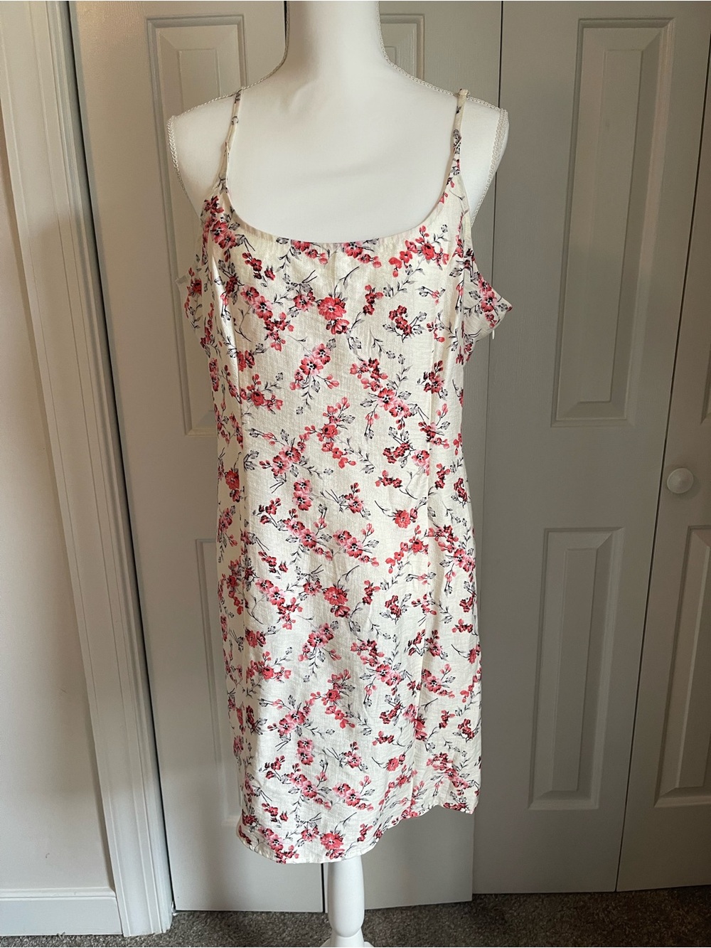 Pink Floral Cream Sun Dress